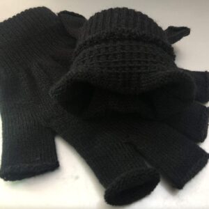 2 Pair Half Finger Gloves Winter Knit Touchscreen Warm Stretchy Mittens Fingerless Gloves in Common Size for Men and Women,black