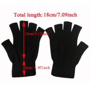 2 Pair Half Finger Gloves Winter Knit Touchscreen Warm Stretchy Mittens Fingerless Gloves in Common Size for Men and Women,black