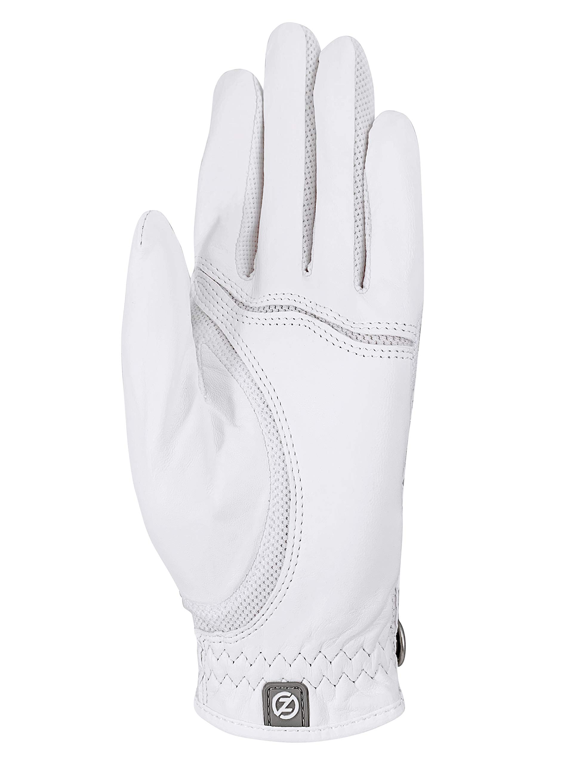 Zero Friction Ladies Cabretta Elite Golf Glove, Left Hand, White, One Size