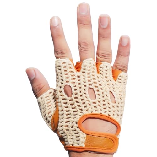 Kango Fitness Real Soft Leather Mesh Net Fingerless Driving Weight Training Cycling Wheelchair Gloves W-1037 (XX-Large)