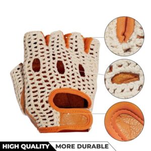 Kango Fitness Real Soft Leather Mesh Net Fingerless Driving Weight Training Cycling Wheelchair Gloves W-1037 (XX-Large)