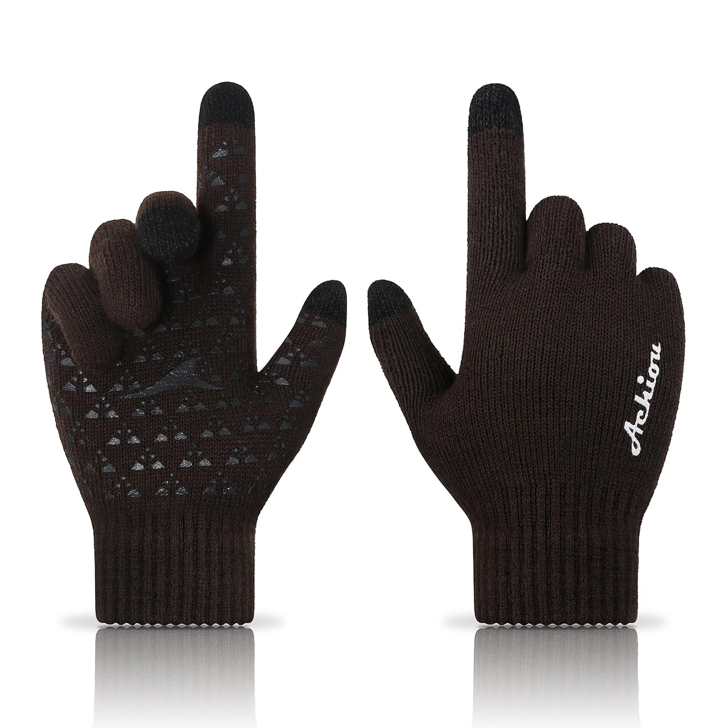 Achiou Winter Gloves for Men Women, Touch Screen Texting Warm Gloves with Thermal Soft Knit Lining,Elastic Cuff