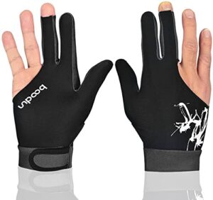 man woman elastic 3 fingers show gloves for billiard shooters carom pool snooker cue sport - wear on the right or left hand 1pcs (gray, l)