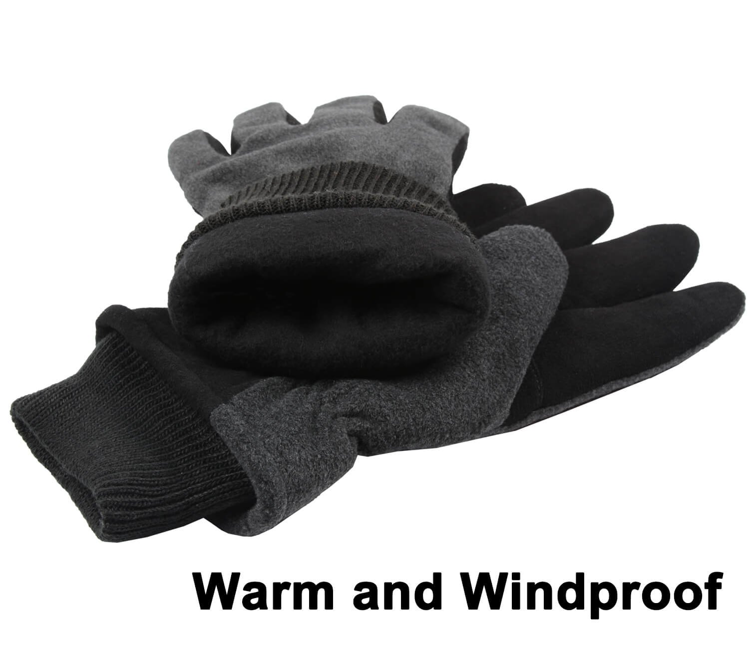 OZERO Warm Gloves Deerskin Leather Winter Thermal Glove Insulated Polar Fleece for Snow Skiing Driving Cycling Hiking Runing Hand Warmer in Cold Weather for Women and Men Small Gray