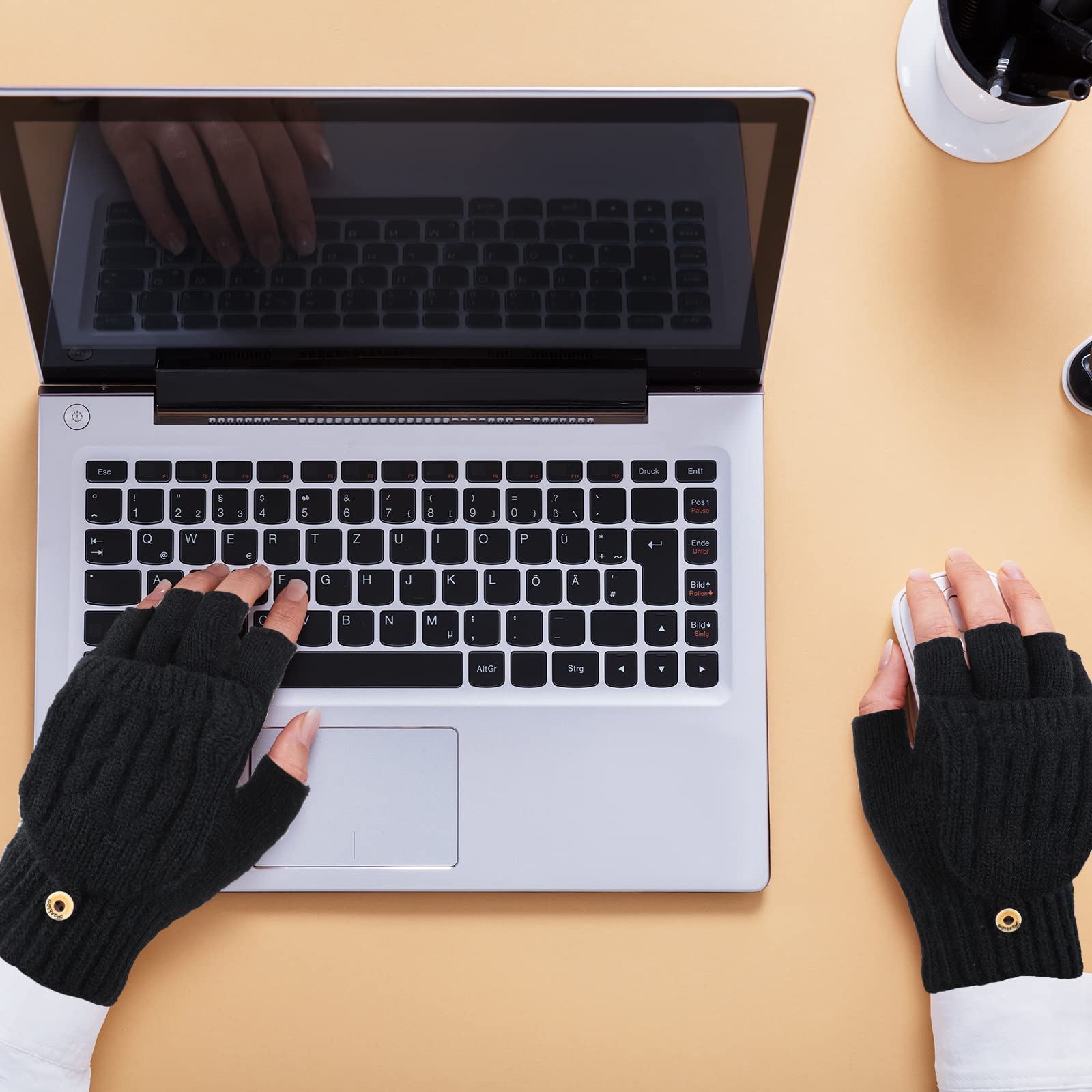 2 Pairs USB Heated Gloves Fingerless USB Hand Warmers Electric Hand Warmer Hand Warming Gloves with Button Heated Mittens (Navy, Gray,Delicate Style)