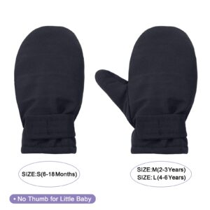 Lined Fleece Toddler Mittens Kids Winter Warm Gloves Child Ski Gloves Waterproof Snow Baby Mitten for Boys Girls Black M