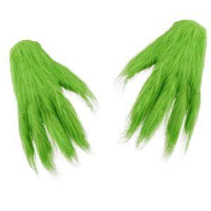 wpoym green fluffy plush gloves. christmas monster gloves. halloween cosplay costume accessories. adult child christmas cosplay gloves(gloves version)