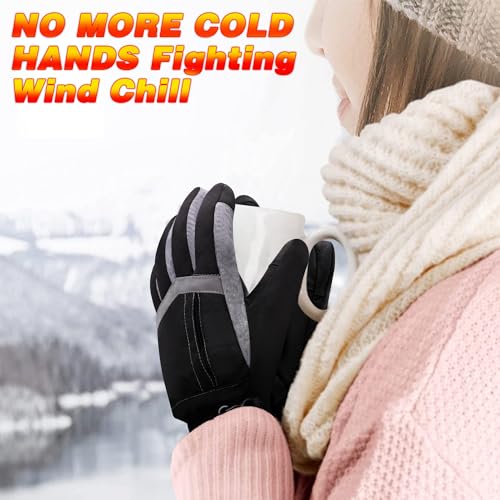 Rabbitroom USB Heated Gloves for Women Men Rechargeable Waterproof Cold Weather Arthrithis Gloves Touchscreen Thick Cotton Heated Gloves Design for Winter Gift Motorcycle Skiing Hunting WorkingCycling