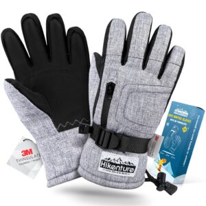 hikenture kids snow gloves, 3m thinsulate warm kids ski gloves, toddler snow gloves for boys&girls, waterproof winter gloves