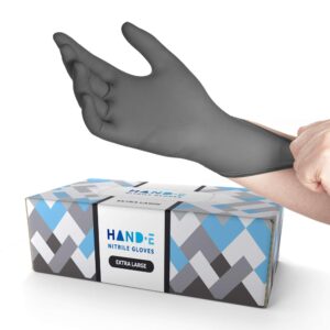 Hand-E Touch Disposable Grey Nitrile Gloves X Large -200 Count, Latex Free Medical Gloves