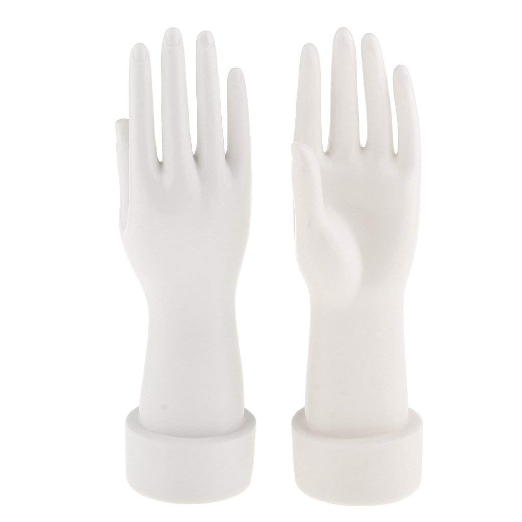 Taotenish Pair of Mannequin Hand Display Stands Female Jewelry Bracelet Gloves Ring Necklace Display Organizer - White