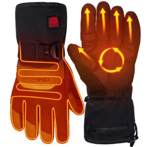 kemimoto heated gloves for men women, heating ice fishing gloves rechargeable electric battery 2pcs 7.4v for winter motorcycle skiing snowboarding hunting camping, size xl