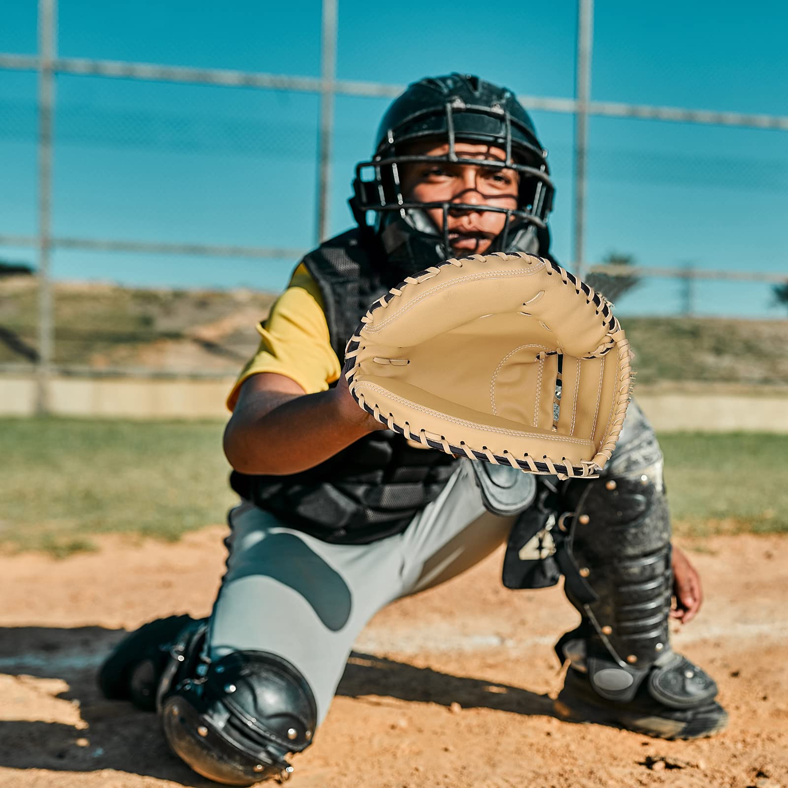 Baseball Glove,Baseball Softball Mitt for Kid Youth Adult,Baseball Right Hand/Left Hand Gloves,Infield Outfield Mitts (Khaki Left Hand Throw, 33 inch)