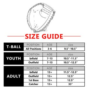 Baseball Glove,Baseball Softball Mitt for Kid Youth Adult,Baseball Right Hand/Left Hand Gloves,Infield Outfield Mitts (Khaki Left Hand Throw, 33 inch)