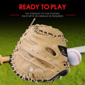 Baseball Glove,Baseball Softball Mitt for Kid Youth Adult,Baseball Right Hand/Left Hand Gloves,Infield Outfield Mitts (Khaki Left Hand Throw, 33 inch)