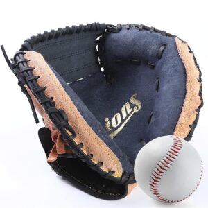 baseball catcher glove,baseball and softball catcher's mitt for kids youth adults,cowhide catcher's glove - left hand glove (brown)