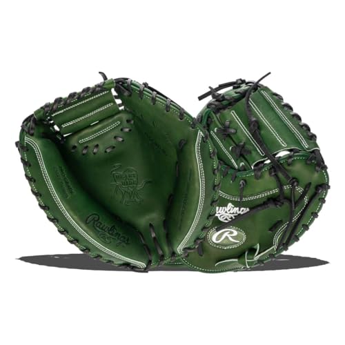 Rawlings | Heart of The Hide Baseball Catcher's Mitt | Right Hand Throw | 34" - 1 Pc. Solid Web | Military Green