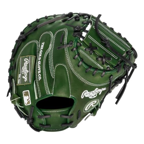 Rawlings | Heart of The Hide Baseball Catcher's Mitt | Right Hand Throw | 34" - 1 Pc. Solid Web | Military Green