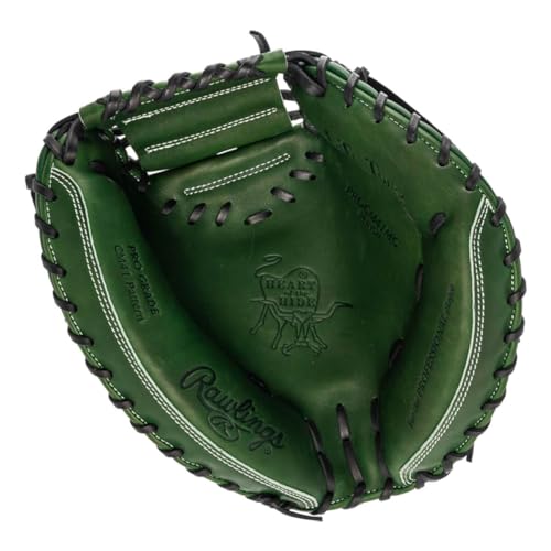 Rawlings | Heart of The Hide Baseball Catcher's Mitt | Right Hand Throw | 34" - 1 Pc. Solid Web | Military Green