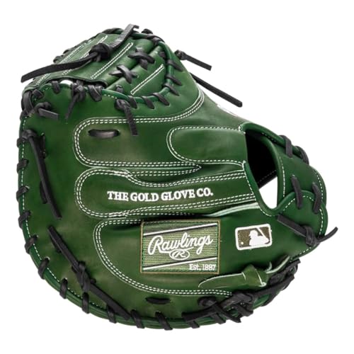 Rawlings | Heart of The Hide Baseball Catcher's Mitt | Right Hand Throw | 34" - 1 Pc. Solid Web | Military Green