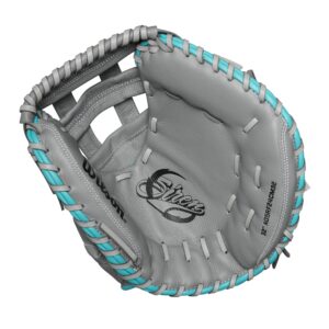 Wilson 2024 A500™ Siren™ 32” Youth Fastpitch Softball Catcher’s Mitt - Right Hand Throw, Grey/Teal/White