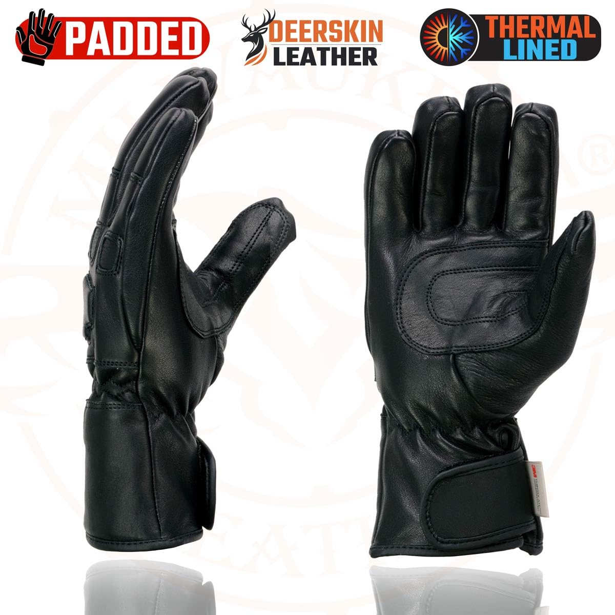 Milwaukee Leather Men's USA Deerskin Gauntlet Motorcycle Hand Gloves - 4X-Large