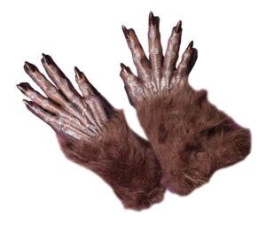 fun world unisex werewolf hands adult gloves, brown, standard