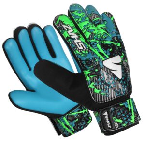 shaz soccer goalkeeper gloves for kids boys children youth,funky football goalie gloves anti slip 4mm latex palm with strong grip & double wrist protection (size 8 suitable for size m-l adult, cyan)