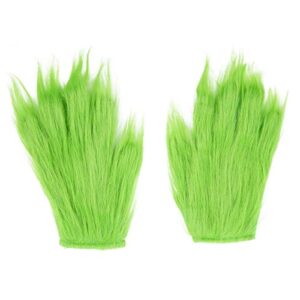 Obavioy Green Furry Hand Gloves for Adult Halloween Christmas Cosplay Costume Accessories