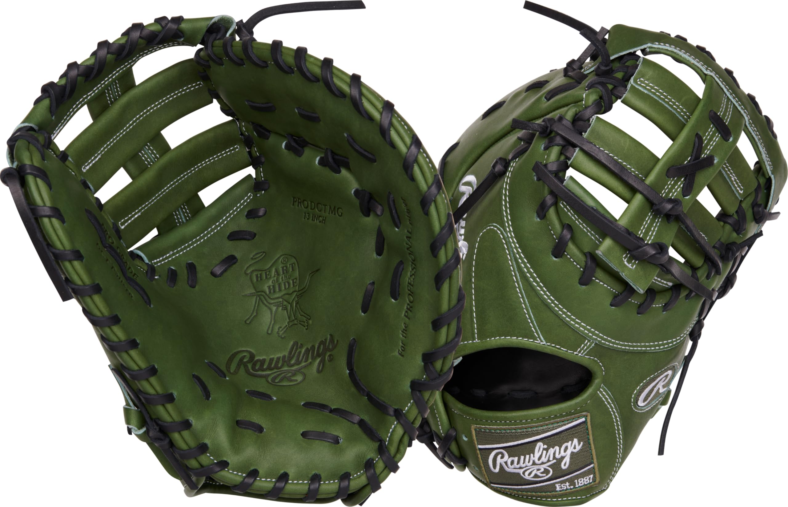 Rawlings | Heart of The Hide Baseball First Base Mitt | Right Hand Throw | 13" - SPDB Web | Military Green