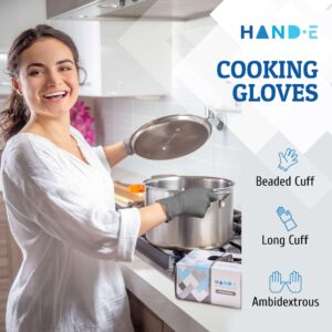 Hand-E Touch Grey Disposable Nitrile Gloves Large 50 Count, Powder and Latex Free Medical Gloves, Exam Surgical Gloves, Food Safe Cooking Gloves - Textured Fingertips