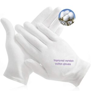 24pcs soft white cotton gloves cotton sleep gloves moisturizing eczema cotton gloves for dry hands coin jewelry silver archival costume inspection gloves (xl)