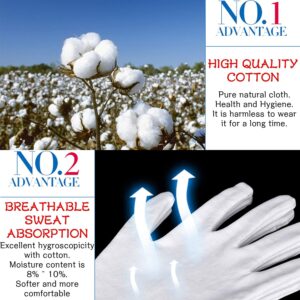 24pcs Soft White Cotton Gloves Cotton Sleep Gloves Moisturizing Eczema Cotton Gloves for Dry Hands Coin Jewelry Silver Archival Costume Inspection Gloves (XL)