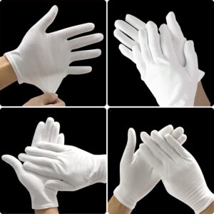 24pcs Soft White Cotton Gloves Cotton Sleep Gloves Moisturizing Eczema Cotton Gloves for Dry Hands Coin Jewelry Silver Archival Costume Inspection Gloves (XL)