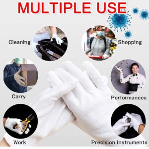 24pcs Soft White Cotton Gloves Cotton Sleep Gloves Moisturizing Eczema Cotton Gloves for Dry Hands Coin Jewelry Silver Archival Costume Inspection Gloves (XL)