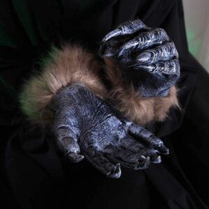 Syjinghao Halloween Werewolf Hands Claws Werewolf G-loves,Latex Wolf G-loves Scary Hairy Hands Werewolf Paw Party Costumes Props (Large)