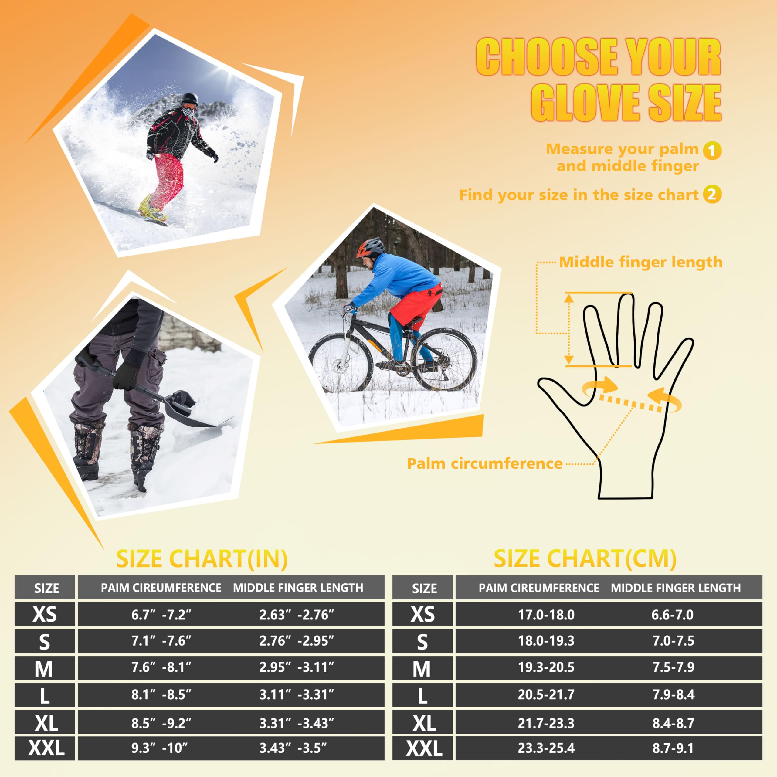 ihuan Winter Ski Snowboard Gloves Men Women - Cold Weather Gloves Touchscreen Fingers, Waterproof Snow Snowboarding Gloves…