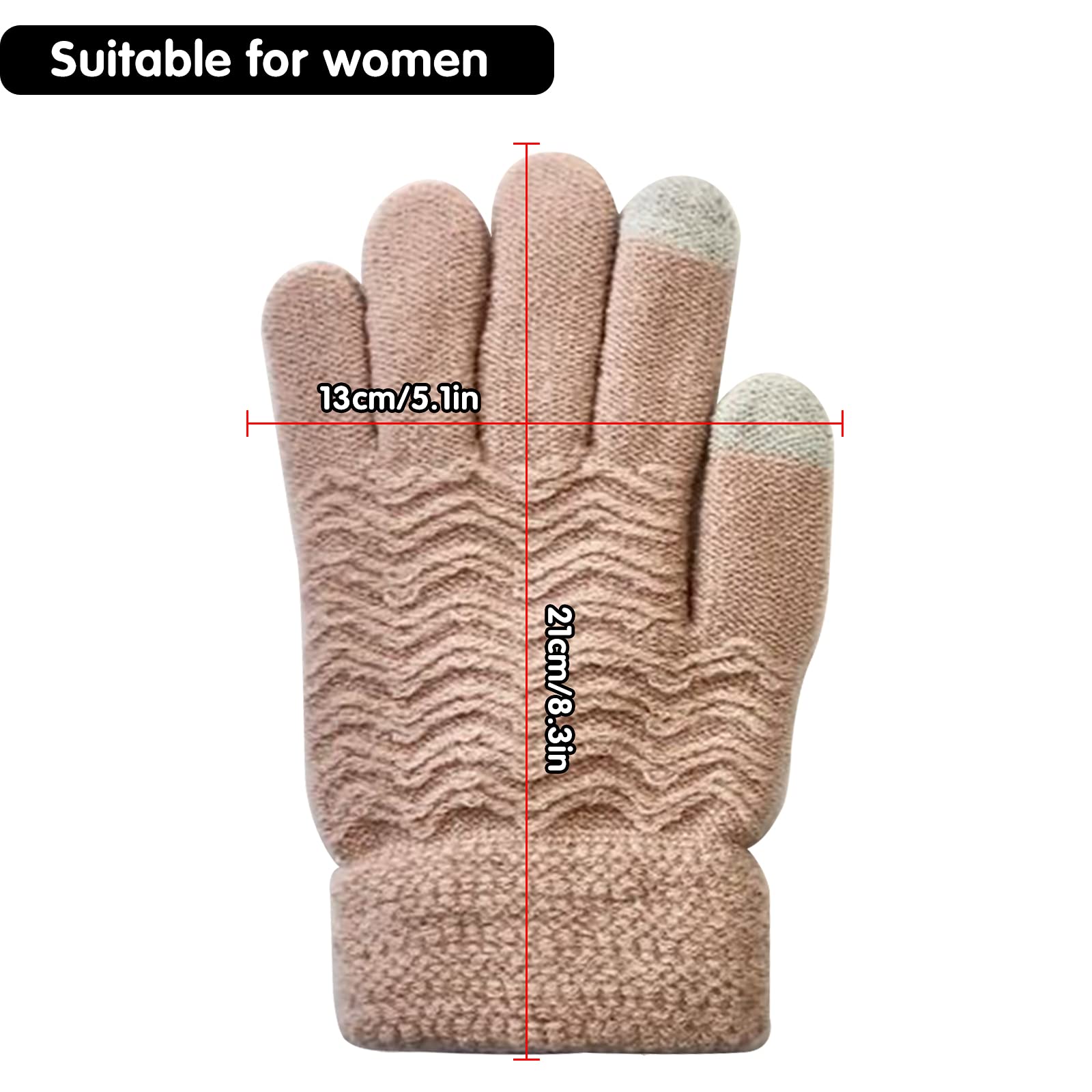 Women & Men USB Heated Gloves Touchscreen Winter Warm Full Finger Gloves Unisex Anti Slip Knitting Hand Gloves for Working Typing Game Sports (women-Light orange)