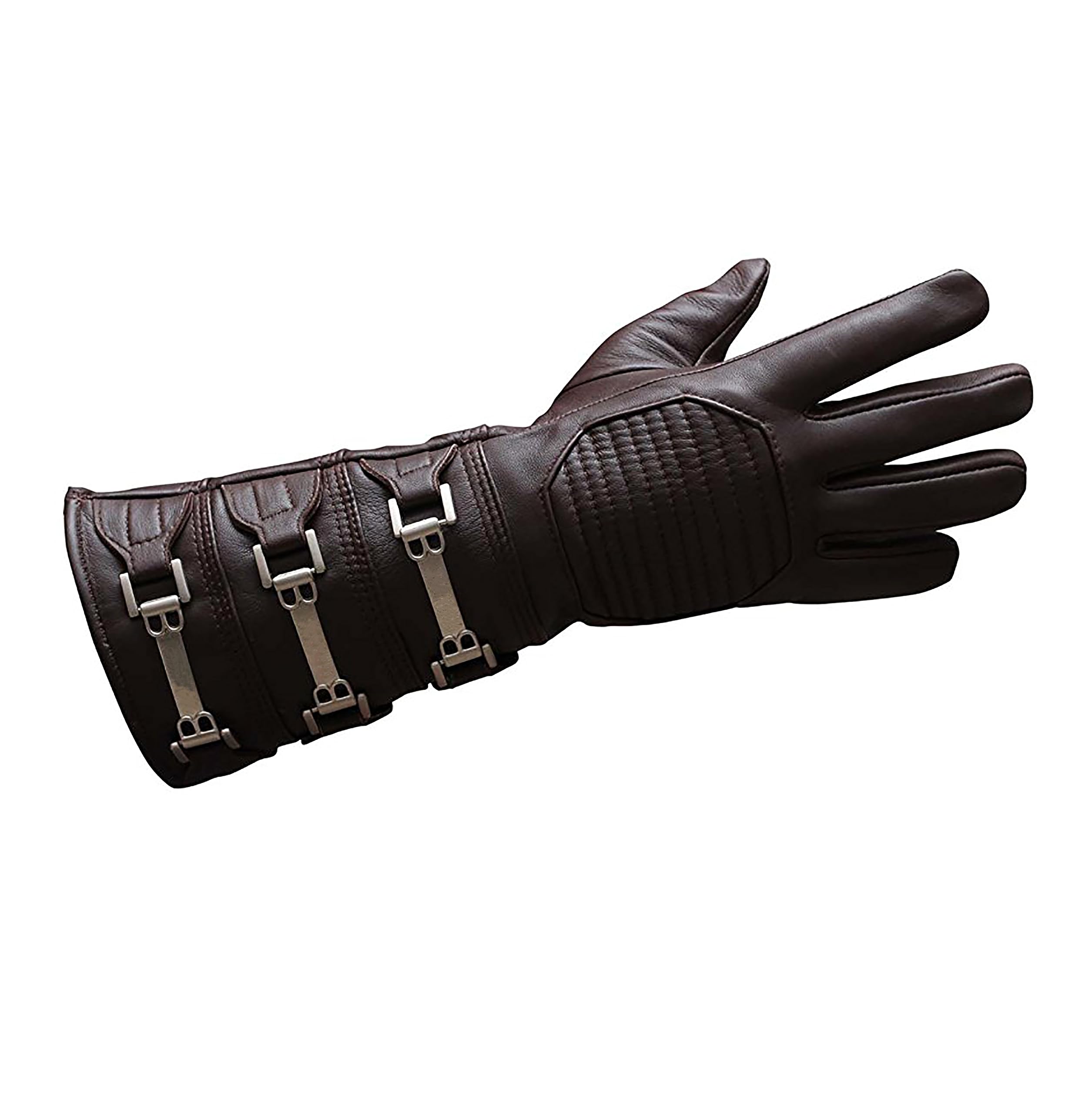 URBAN BUCK Real Leather Gauntlet Cosplay Mens Long Brown Right Hand Costume Glove (XXL)