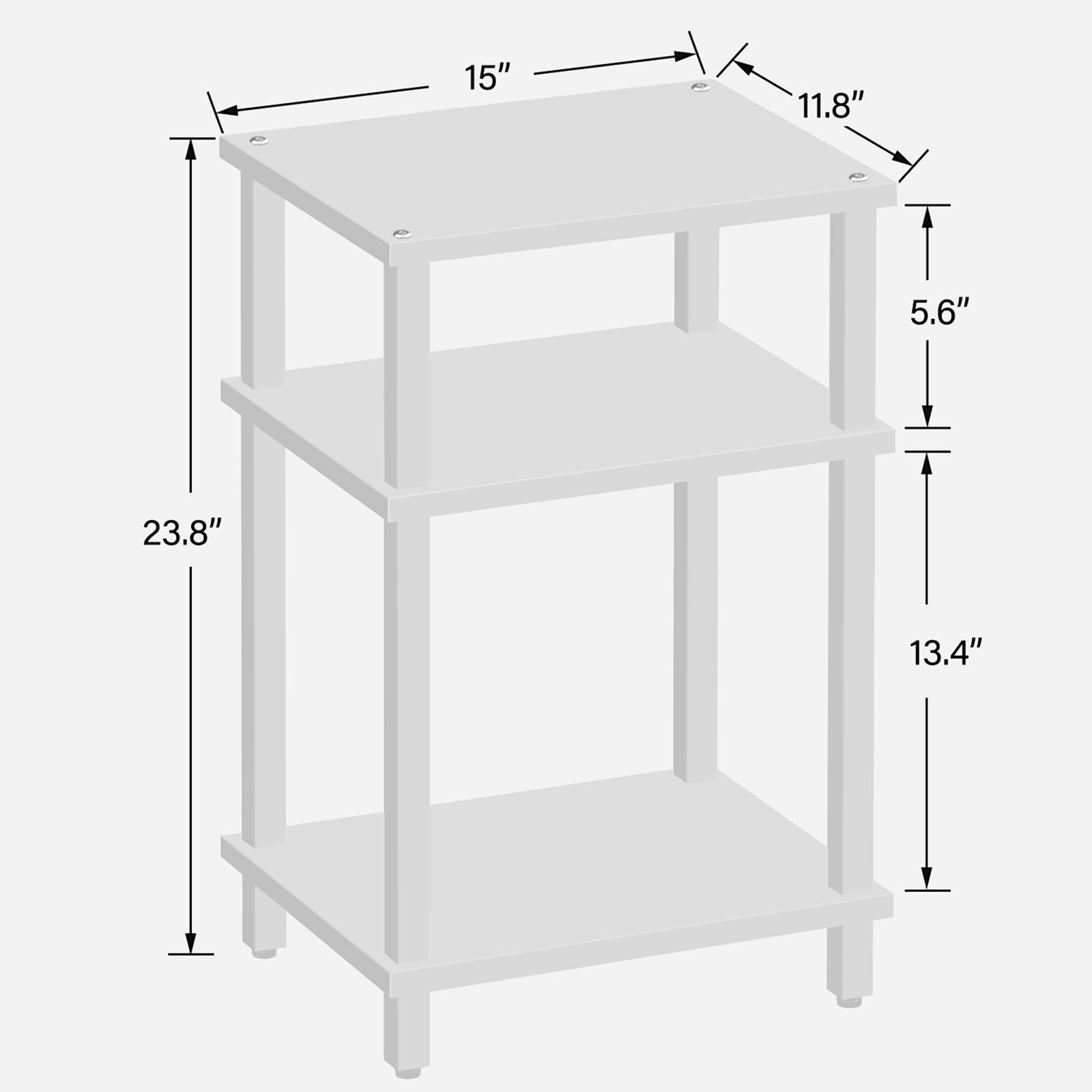 TUTOTAK End Table, Side Table, Nightstand, 3-Tier Storage Shelf, Sofa Table for Small Space, Living Room, Bed Room TB01BW049