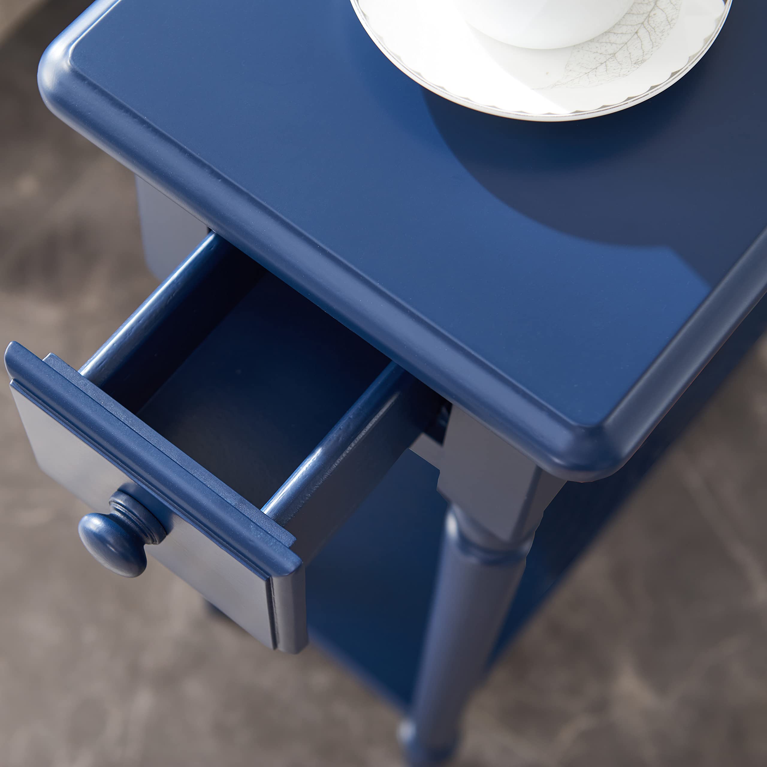 Leick Home Coastal Narrow Side Table, Navy Blue