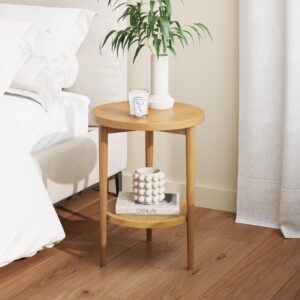 Nathan James Sonia Round Modern Side Accent or End Living Bedroom and Nursery Room, 1 Table, Light Brown Wood