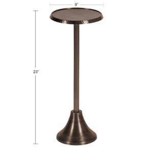 Kate and Laurel Sanzo Decorative Modern Pedestal Side Table for Use as Indoor Plant Stand or Bedroom Nightstand, 9x9x23, Bronze