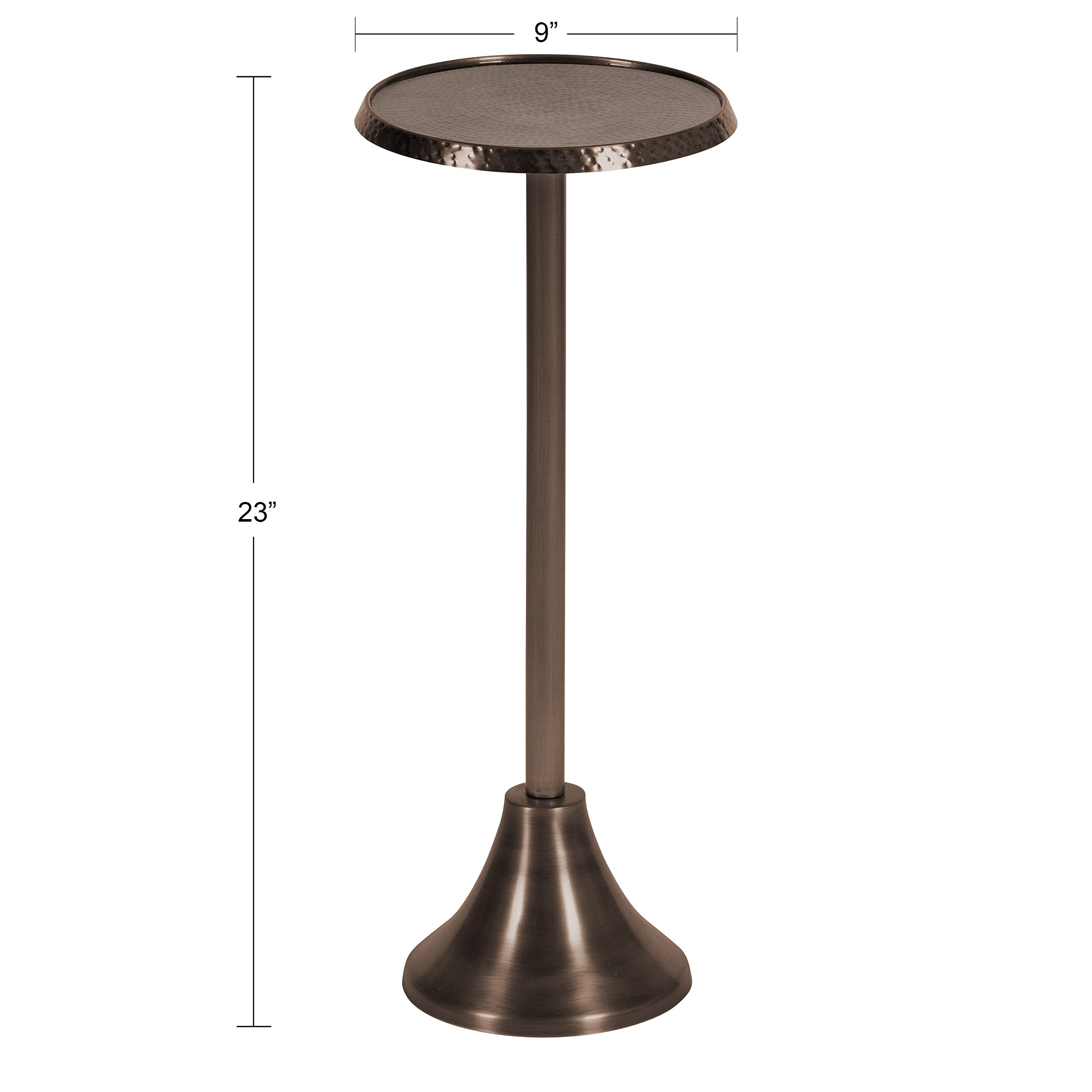 Kate and Laurel Sanzo Decorative Modern Pedestal Side Table for Use as Indoor Plant Stand or Bedroom Nightstand, 9x9x23, Bronze