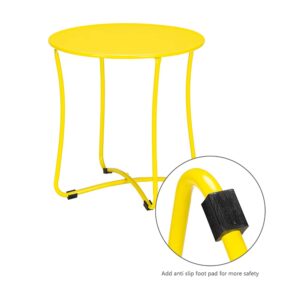 Volowoo Round Sofa Side End Table,Small End Table,Laptop Table,Waterproof Coffee Table Metal Frame Nightstand for Living Room,Bedroom,Patio&Office,Yellow