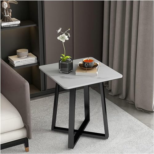 HOBIBA Office end Table Balcony Bedside Table Living Room Tables Side Table Small Coffee Table Sofa Side Cabinet Metal Frame Cross-Stable Hotel (Size:40x40x55cm,Color:Whitea)