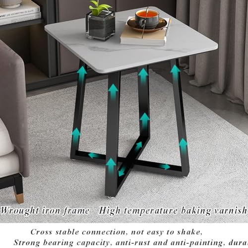 HOBIBA Office end Table Balcony Bedside Table Living Room Tables Side Table Small Coffee Table Sofa Side Cabinet Metal Frame Cross-Stable Hotel (Size:40x40x55cm,Color:Whitea)