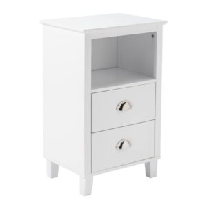 Nightstand with 2 Drawers, Side Table with Storage, End Table for Living Room, Bedroom, Sofa Side Table with Open Storage Space Wood Nightstand Design, Side Table 40x30x63CM