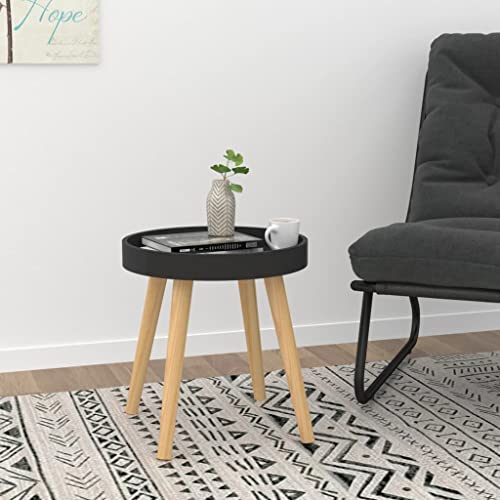 QJBSAVVA Side Table Black 15"x15"x15.7" Engineered Wood&Solid Wood Pine,Garden Tables Bedside Table Hallway Tables Entry Tables Suitable for Home, Office, Bedroom, Meeting Room