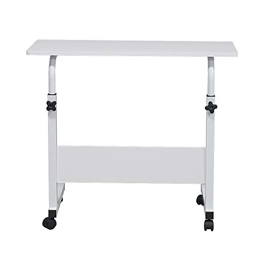 Side Table for Couch, C Table with Wheels for Couch Bed Recliner, Sofa Side Table Desk with Wheels, Tray Table Portable Side Table for Bed, Table Laptop Cart, Height Adjustable Coffee Snack Table